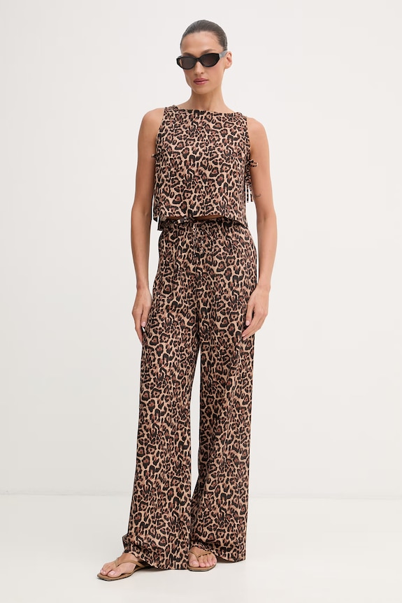 Paramidonna top damski lniany SS26LTLEO.1 brązowy SS26