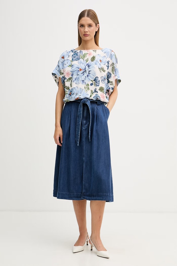 OUI bluzka damska z lnem 97238 niebieski SS26