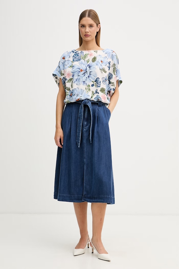 OUI bluzka damska z lnem 97238 niebieski SS26