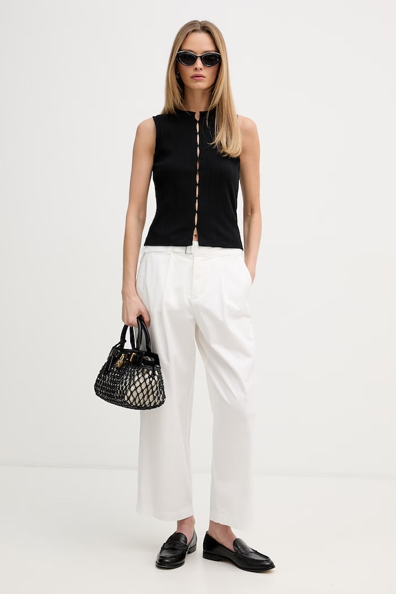 Sisley top pentru femei cu bumbac 3OJJLH01B negru SS26