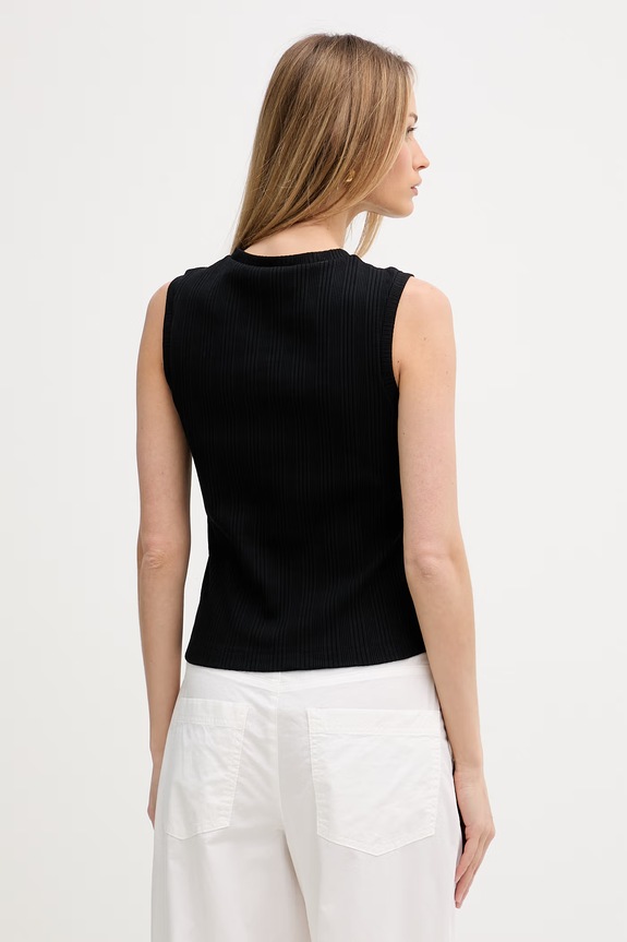 Îmbrăcăminte Sisley top pentru femei cu bumbac 3OJJLH01B negru