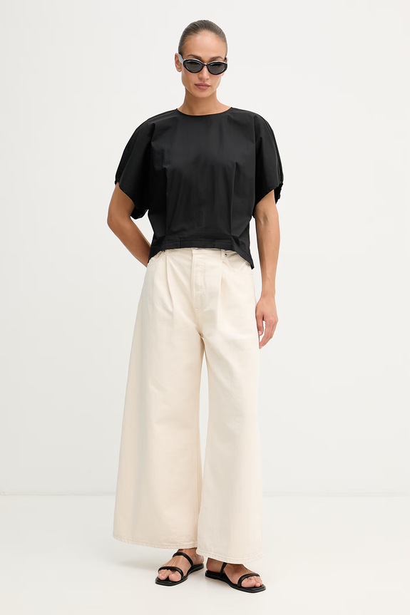 Sisley μπλούζα γυναικεία βαμβακερή 5HDLLQ0B2 μαύρο SS26