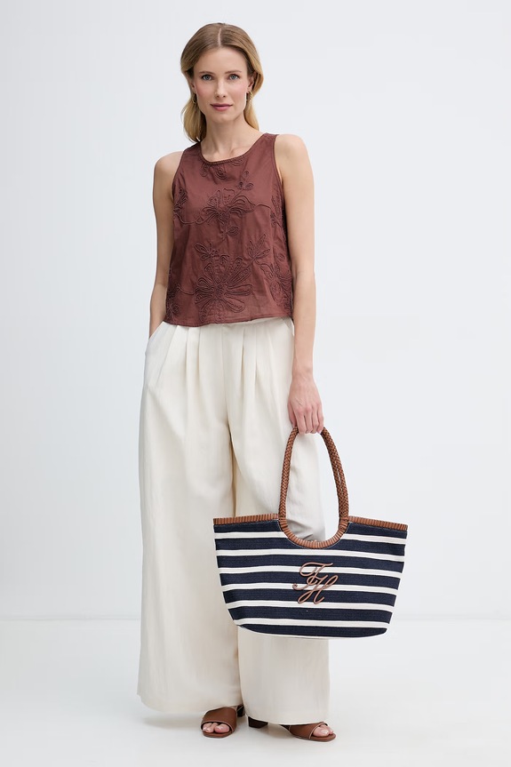 United Colors of Benetton μπλούζα γυναικεία βαμβακερή 5RWNDQ0EJ καφέ SS26