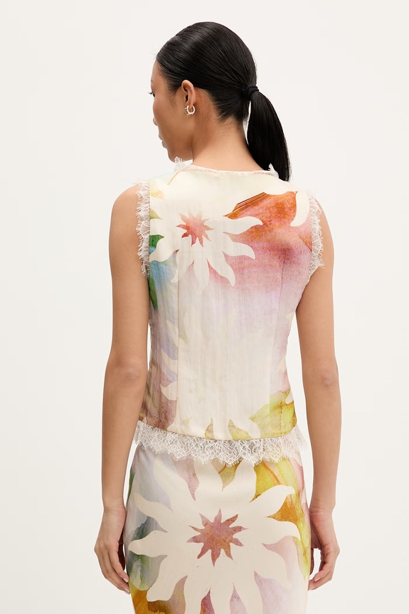Odzież Never Fully Dressed top damski z lyocellem NFDTO2166 beżowy
