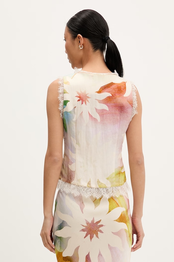 Odzież Never Fully Dressed top damski z lyocellem NFDTO2166 beżowy