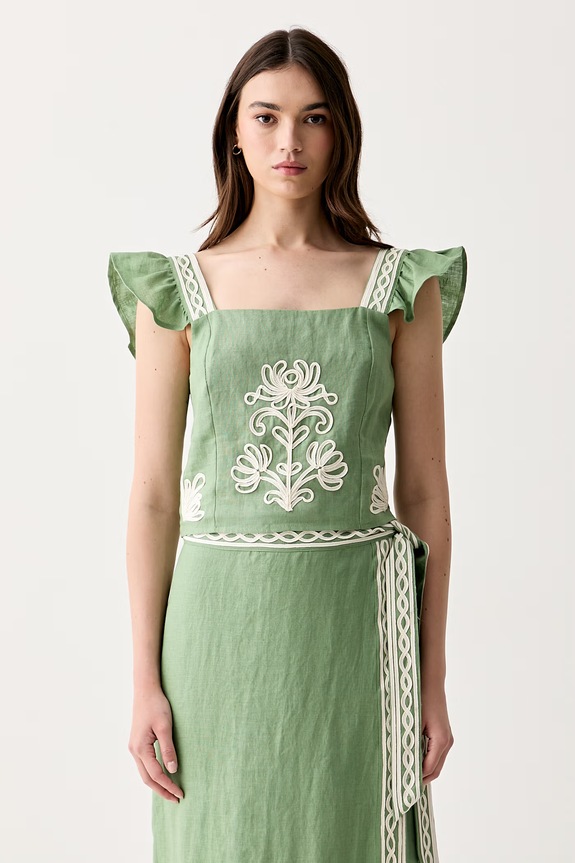 Hoss Intropia top damski lniany zielony 5873408