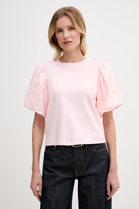 Pedro del Hierro bluzka damska z bawełną różowy 4533913