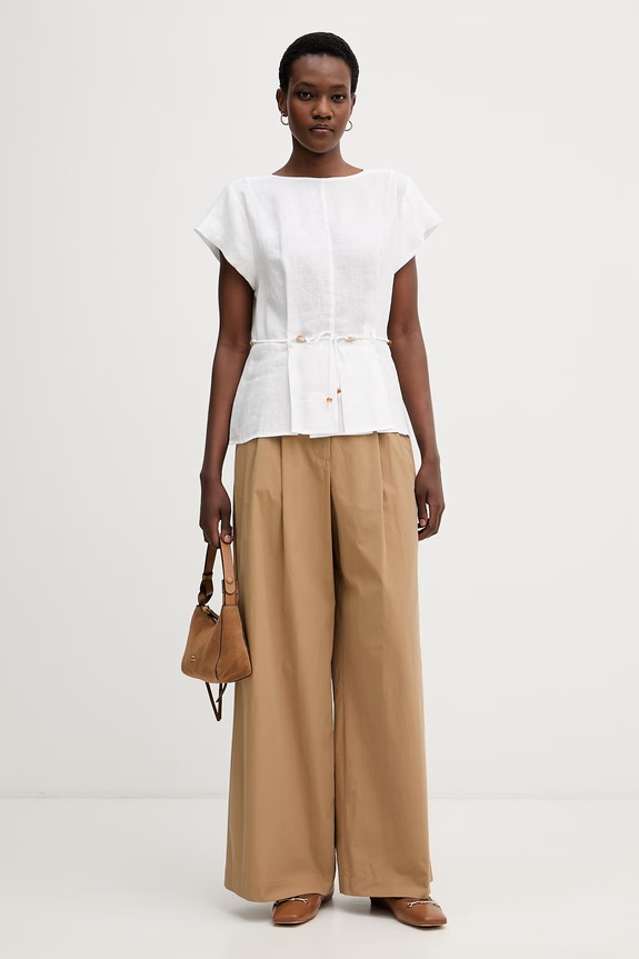 Pedro del Hierro bluzka koszulowa damska lniana 7653721 biały SS26