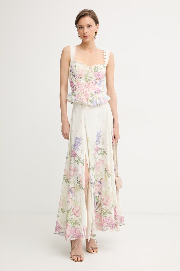Charo Ruiz Ibiza top damski z bawełną Floret 266101. beżowy SS26