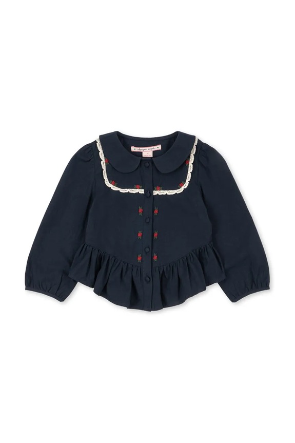 Detská bavlnená košeľa Konges Sløjd EMMY SHIRT GOTS KS104294.PreSpring tmavomodrá SS26