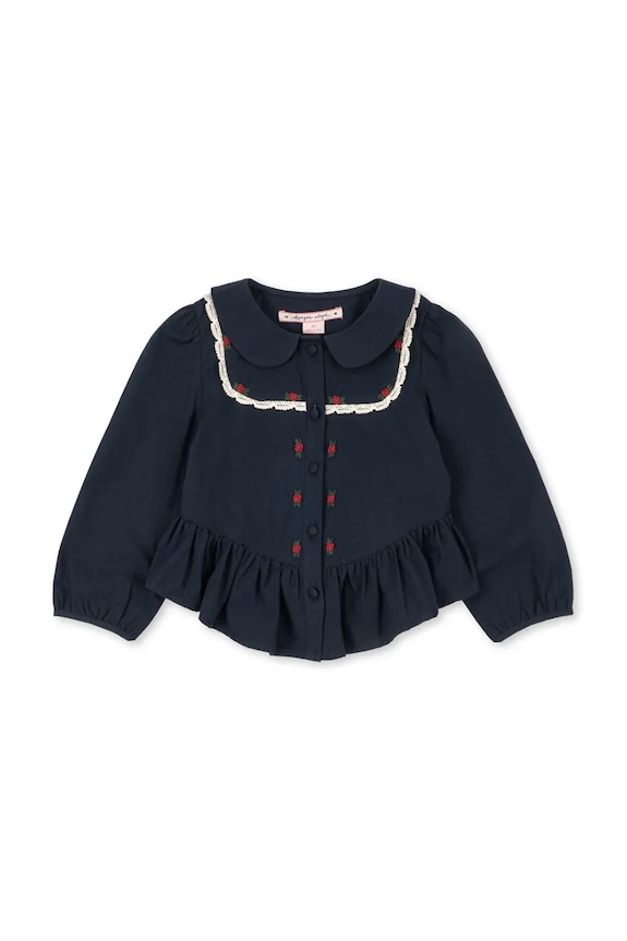 Detská bavlnená košeľa Konges Sløjd EMMY SHIRT GOTS KS104294.PreSpring tmavomodrá SS26