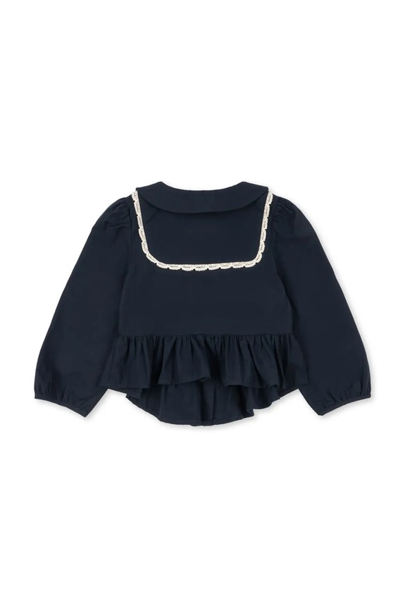 Dievča Detská bavlnená košeľa Konges Sløjd EMMY SHIRT GOTS KS104294.PreSpring tmavomodrá