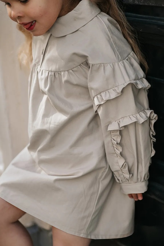 Dievčenské šaty Donsje Everoux Dress s elastanom béžová 4110100