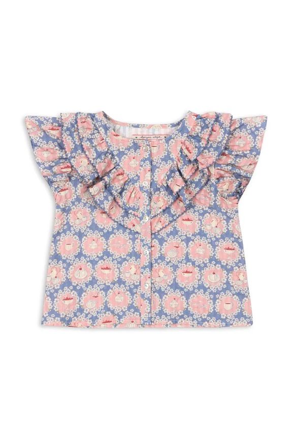 Otroška bombažna majica Konges Sløjd KIM FRILL SS SHIRT GOTS KS104906.PPY2 pisana SS26