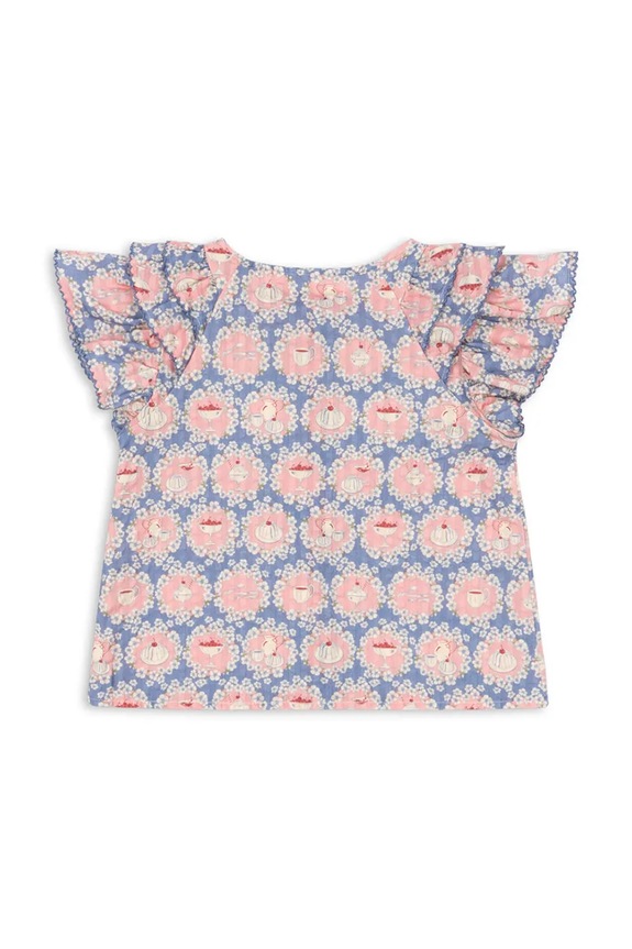 Deklice Otroška bombažna majica Konges Sløjd KIM FRILL SS SHIRT GOTS KS104906.PPY2 pisana