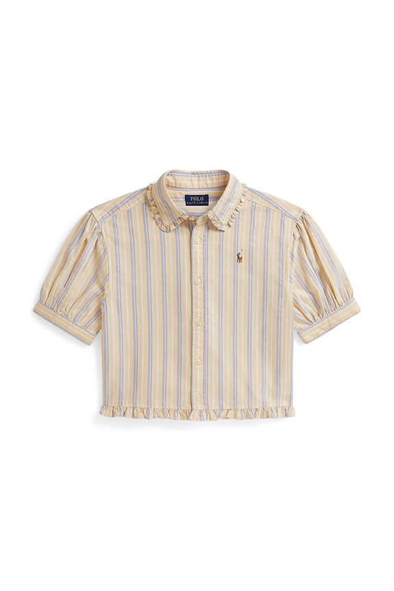 Детская хлопковая рубашка Polo Ralph Lauren узор жёлтый 313A11746002