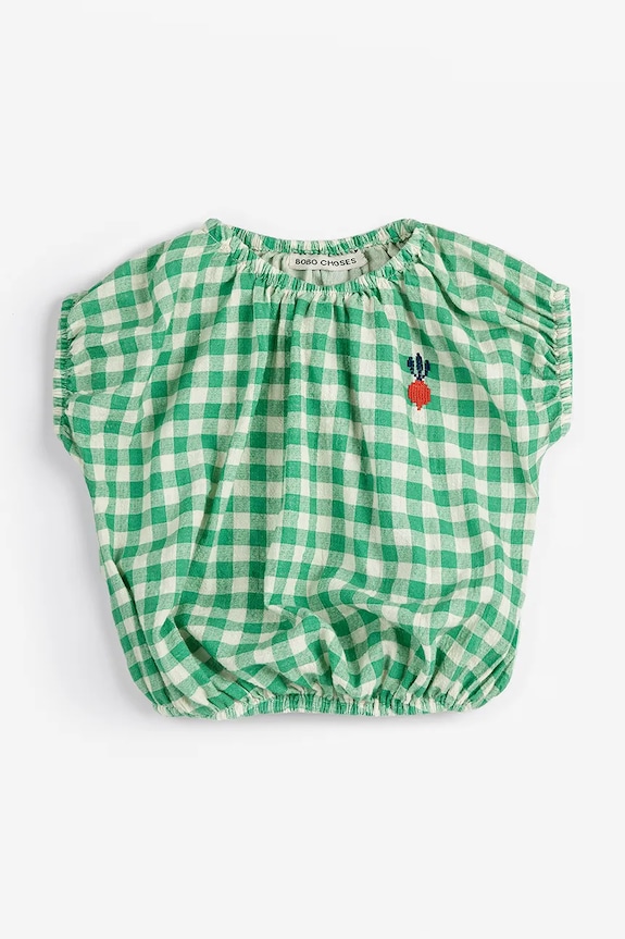 Bobo Choses top din bumbac pentru bebeluși Pixel Sugar Beet cu modele verde 126AB144