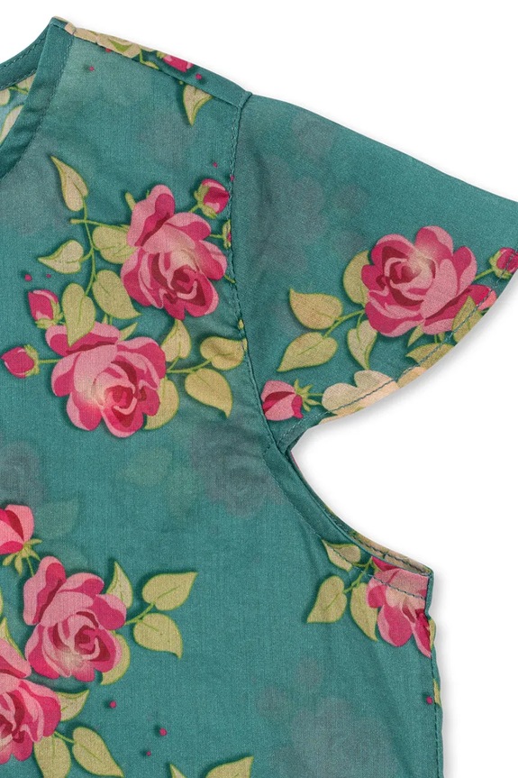 Konges Sløjd μπλούζα με βολάν παιδική βαμβακερή VIOLA FRILL TOP GOTS πράσινο KS105577.PPY2