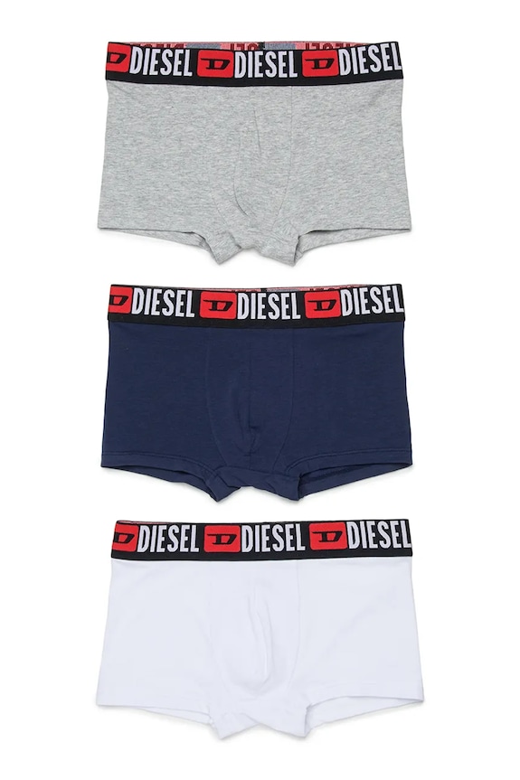 Diesel bokserki bawełniane dziecięce UM-UGERDTRIPACK-DE UND SHORT 3-pack bokserki dopasowane szary J02692.KYATR