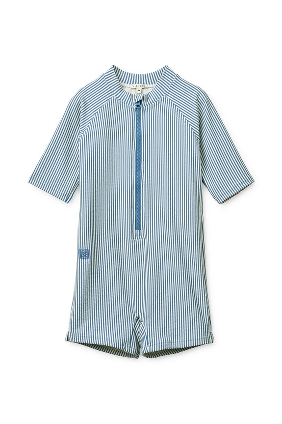Liewood plažni kombinezon otroški Max Seersucker Shortsleeve Swim Jumpsuit modra LW17603.PPY2