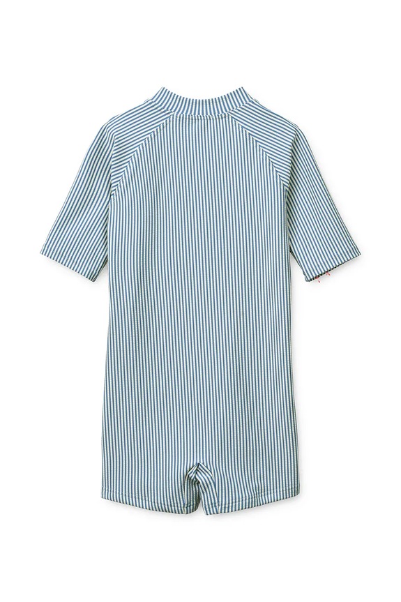 Liewood plažni kombinezon otroški Max Seersucker Shortsleeve Swim Jumpsuit LW17603.PPY2 modra SS26