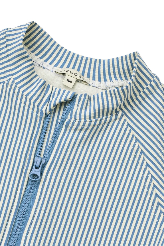 Dečki Liewood plažni kombinezon otroški Max Seersucker Shortsleeve Swim Jumpsuit LW17603.PPY2 modra