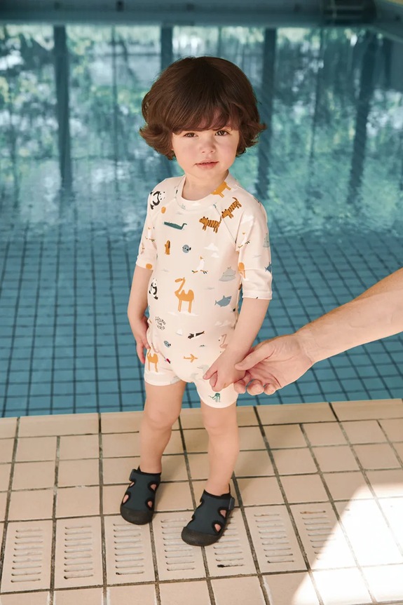 Liewood ολόσωμη παιδική φόρμα παραλίας Thor Baby Swim Jumpsuit μπεζ LW19672.PPY2