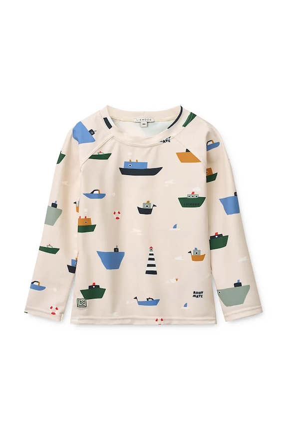Liewood kopalni zgornji del z dolgimi rokavi otroški Noah Printed Longsleeve Swim Tee bež LW19977.PPY2