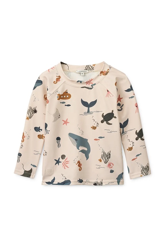 Liewood kopalni zgornji del z dolgimi rokavi otroški Noah Printed Longsleeve Swim Tee bež LW19977.PPY2