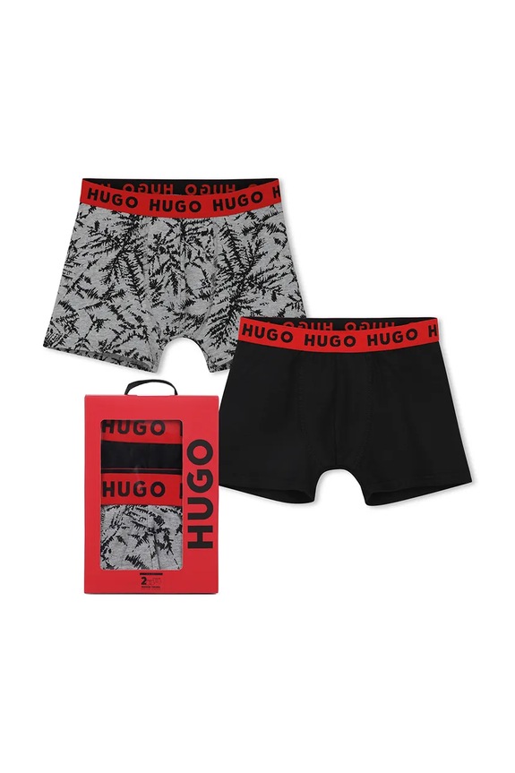 HUGO bokserki dziecięce 2-pack drobny wzór czarny G01192.102.150