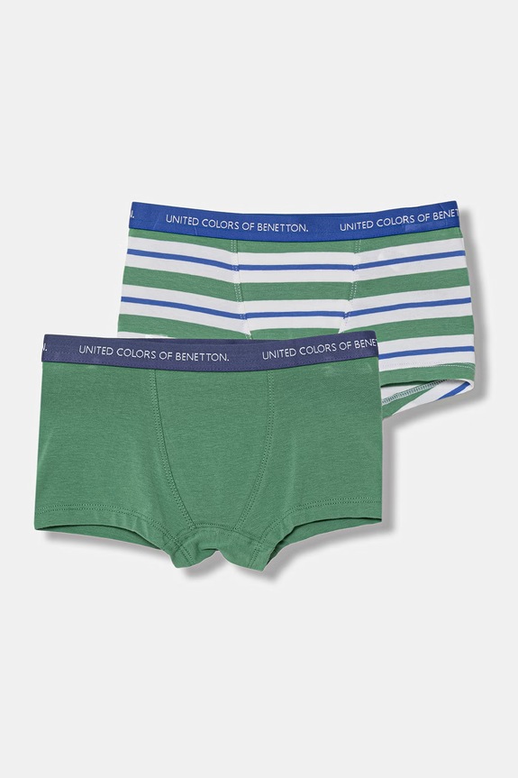 United Colors of Benetton bokserki dziecięce bawełniane z elastanem 2-pack zielony 3NIE0X01O.G.Stagionale