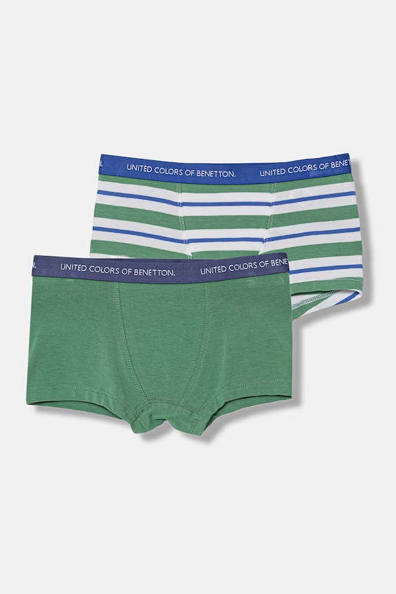 United Colors of Benetton bokserki dziecięce bawełniane z elastanem 2-pack zielony 3NIE0X01O.G.Stagionale