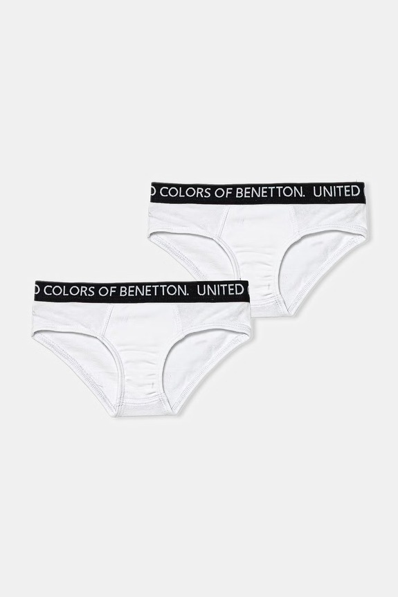 United Colors of Benetton slipy dziecięce bawełniane z elastanem 2-pack biały 3OP80S484.G.Riproposto