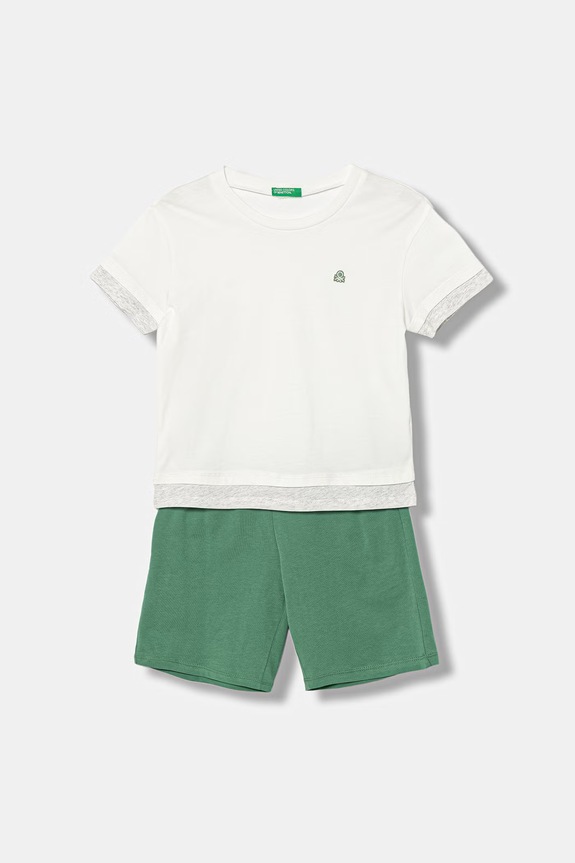 Παιδική βαμβακερή πιτζάμα δύο τεμαχίων United Colors of Benetton λευκό 30960P09Y.G.Stagionale