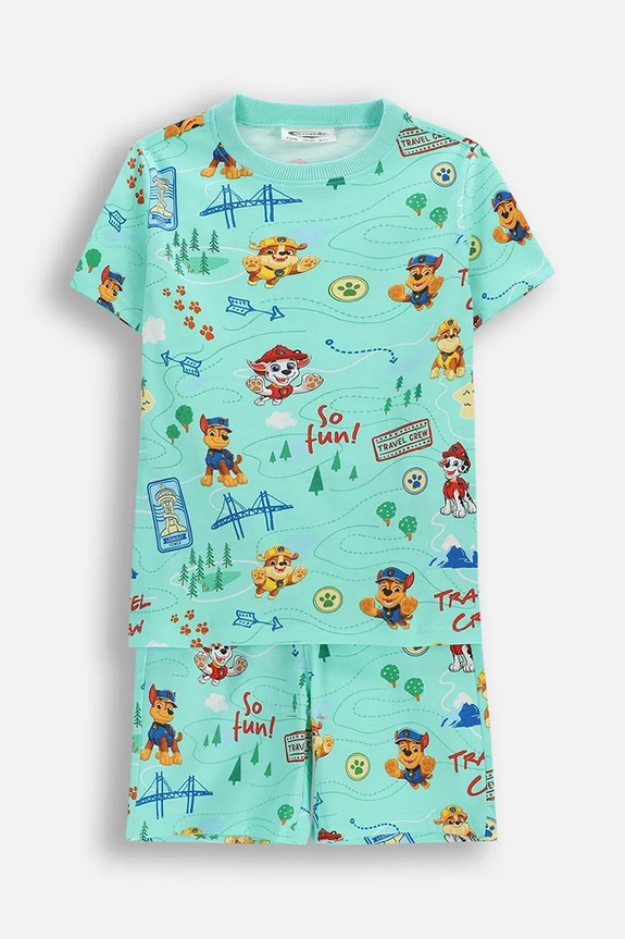 Coccodrillo pijama din două piese pentru copii, din bumbac albastru WC6448201LBD