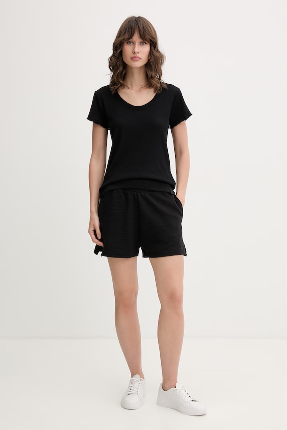 BOSS пижамная футболка женская с модалом Cosy Waffle T-Shirt 50557177 чёрный SS26