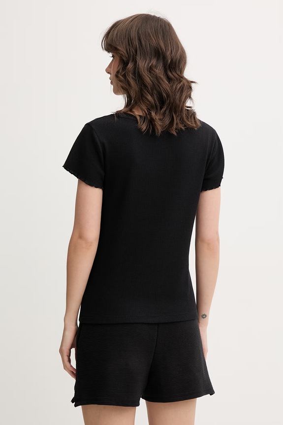 Одежда BOSS пижамная футболка женская с модалом Cosy Waffle T-Shirt 50557177 чёрный