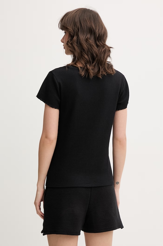 Одежда BOSS пижамная футболка женская с модалом Cosy Waffle T-Shirt 50557177 чёрный