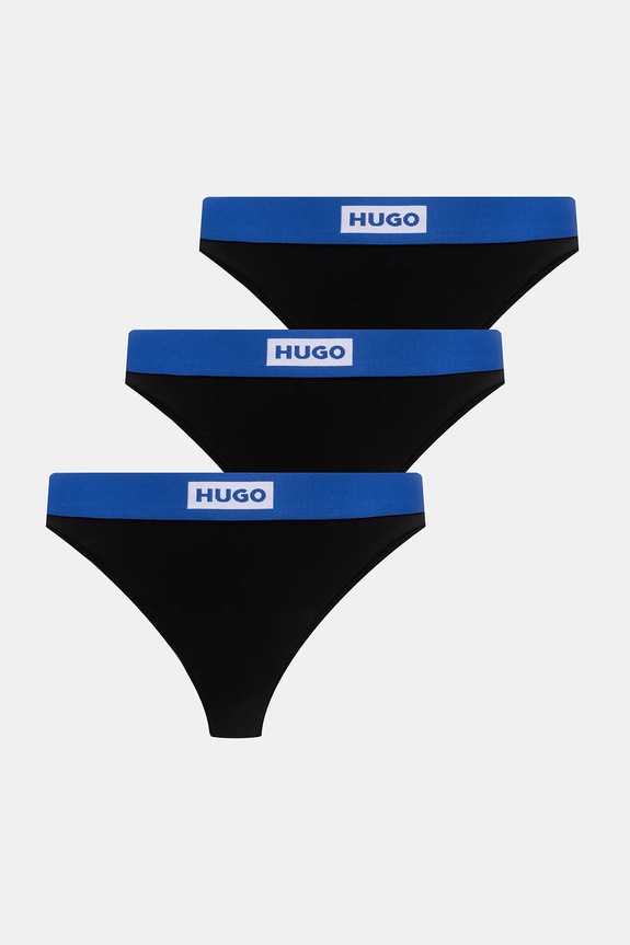 Hugo Blue stringi TRIPLET BLUE THONG 3-pack dzianina czarny 50557228