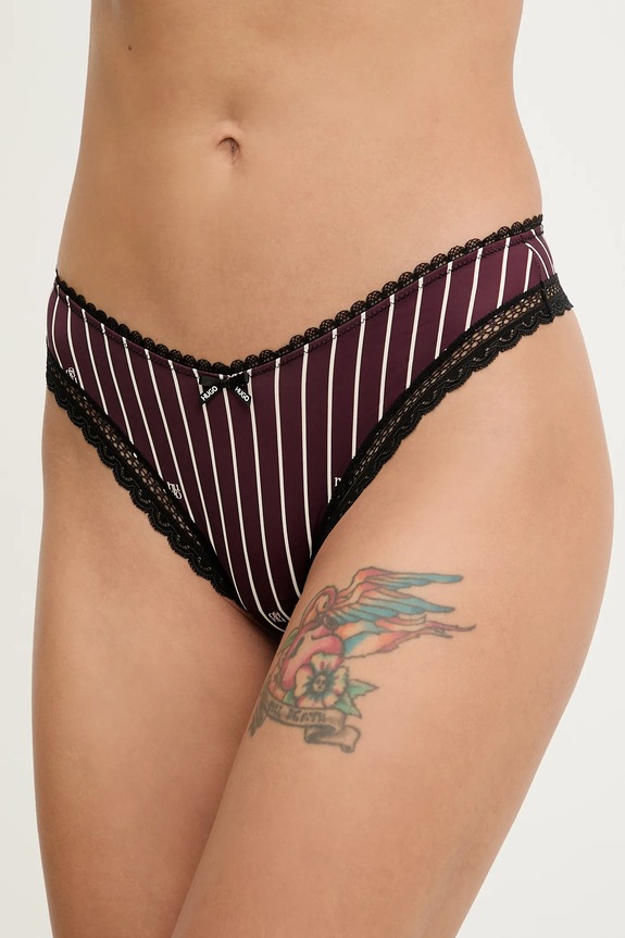 HUGO tanga THONG UNIQUE csipke lila 50545732