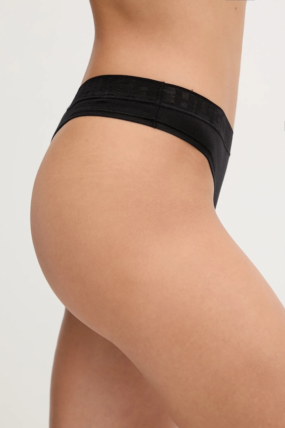Oblečenie Tangá HUGO MESH LOGO THONG 50557141 čierna