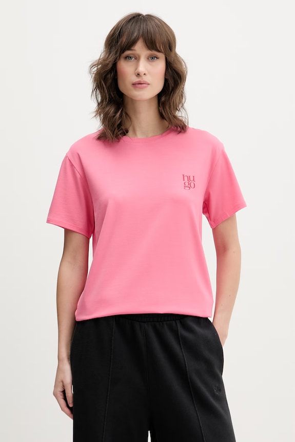 HUGO tričko dámske s modalom CASUAL T-SHIRT ružová 50556981