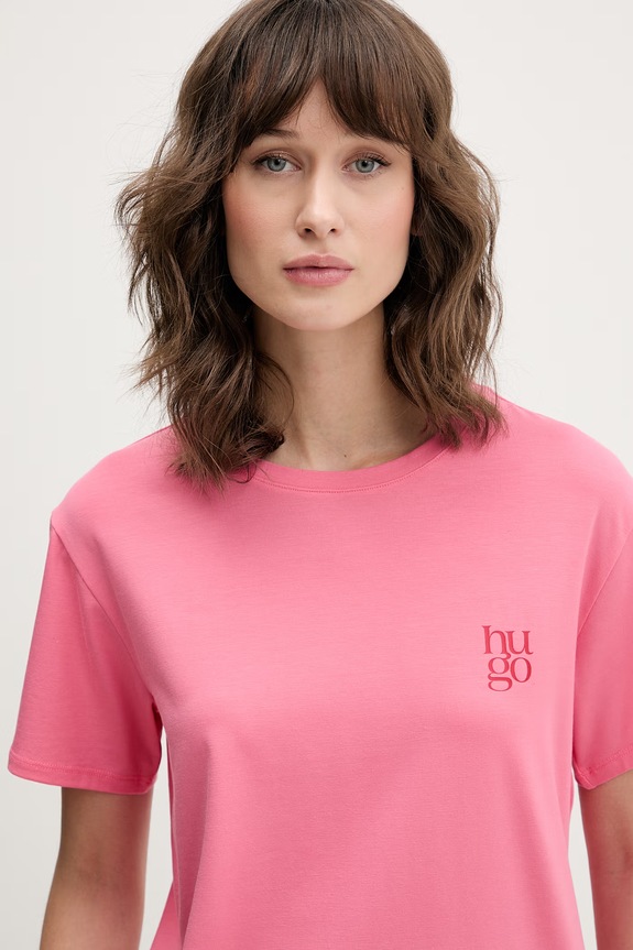 HUGO tričko dámske s modalom CASUAL T-SHIRT ružová 50556981