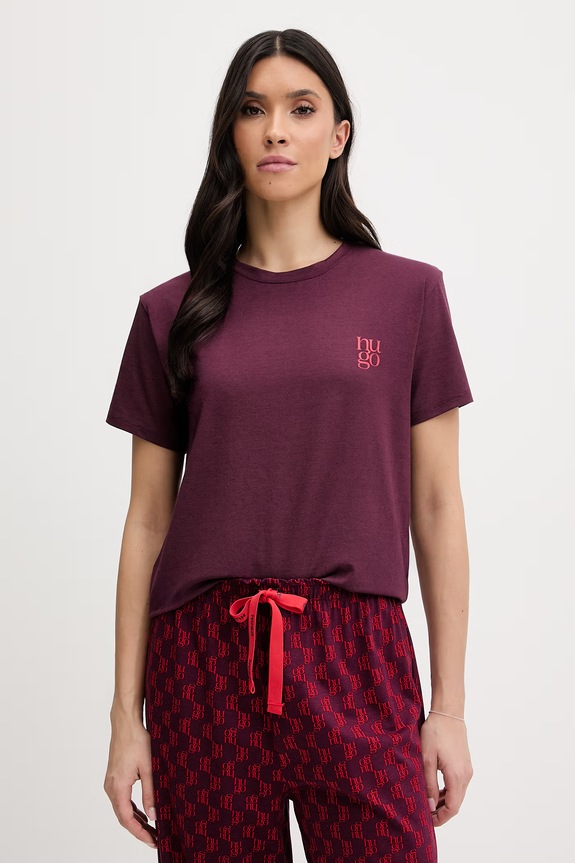 HUGO tricou de damă cu modal CASUAL T-SHIRT violet 50556981