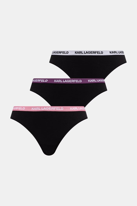 Karl Lagerfeld tange za žene od pamuka s elastanom 3-pack crna B1W47015