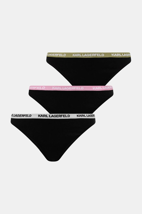 Brazilian στρινγκ Karl Lagerfeld 3-pack πλεκτό ύφασμα μαύρο B1W47015