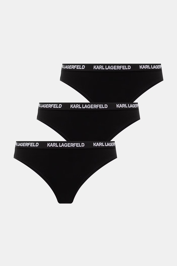 Karl Lagerfeld nohavičky dámske bavlnené s elastanom 3-pak čierna B1W47033