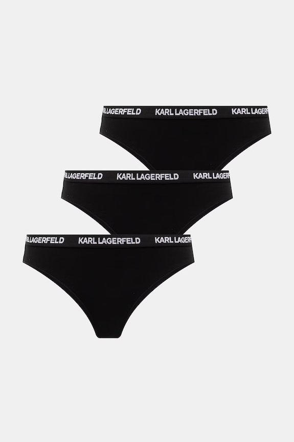 Karl Lagerfeld nohavičky dámske bavlnené s elastanom 3-pak čierna B1W47033
