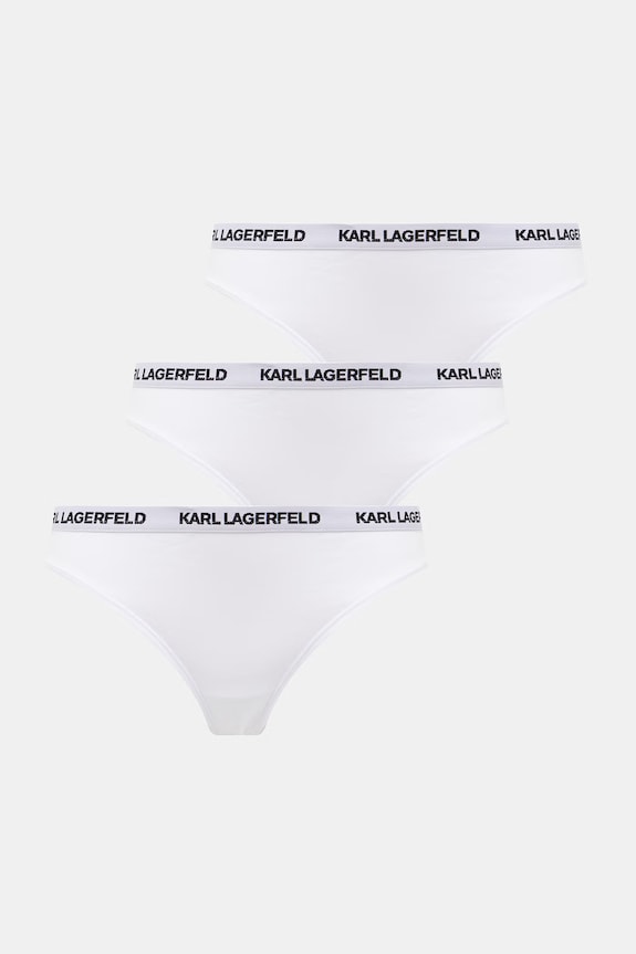 Karl Lagerfeld Tanga de damă din bumbac pachet de 3 alb B1W47031