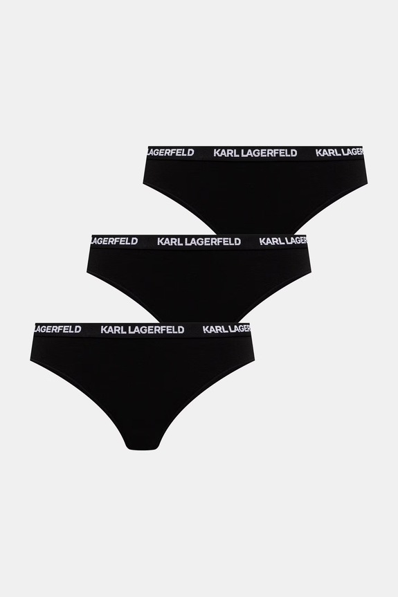 Karl Lagerfeld tanga de damă cu bumbac pachet de 3 negru B1W47031
